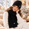 Ensemble bonnet écharpe femme cœur strass – Laine