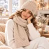 Ensemble bonnet écharpe femme cœur strass – Laine