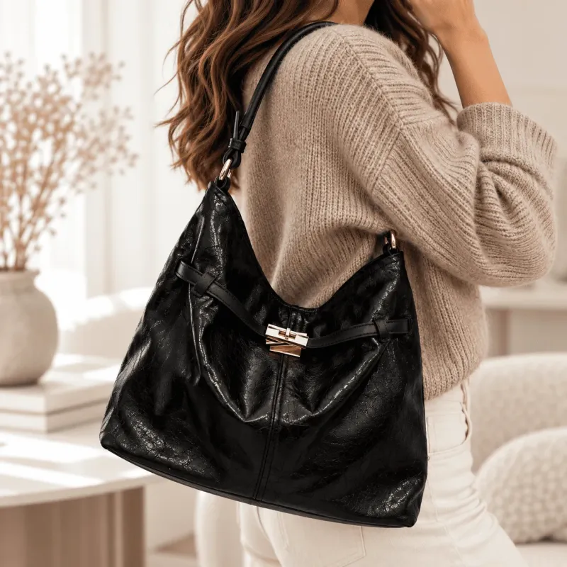 Grand sac à main effet cuir souple