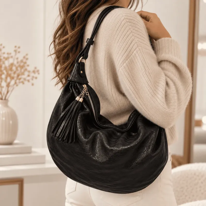 Sac à main souple avec pompon