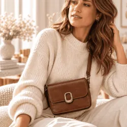 Sac bandoulière femme effet cuir vintage – 20 x 14 x 6 cm
