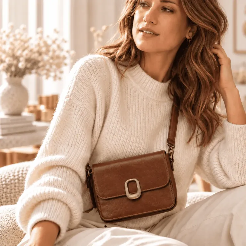 Sac bandoulière femme effet cuir vintage – 20 x 14 x 6 cm