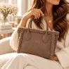 Sac cabas femme côtelé effet moumoute 44 cm