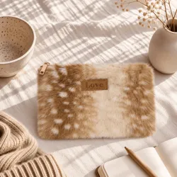 Pochette effet fourrure « Love »
