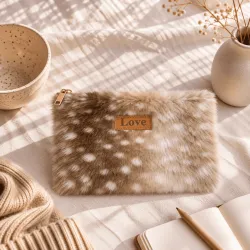 Pochette effet fourrure « Love »