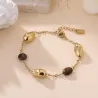 Bracelet doré pierres œil de tigre – Acier inoxydable