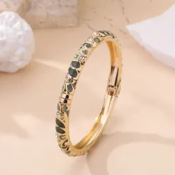 Bracelet jonc doré à motifs colorés et strass