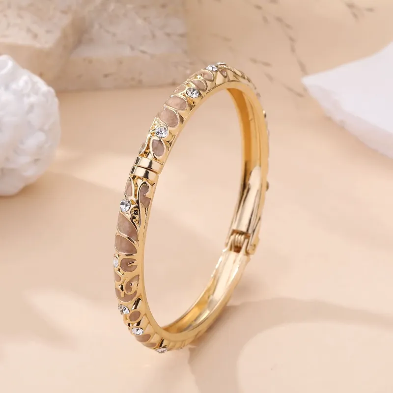Bracelet jonc doré à motifs colorés et strass