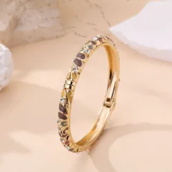 Bracelet jonc doré à motifs colorés et strass