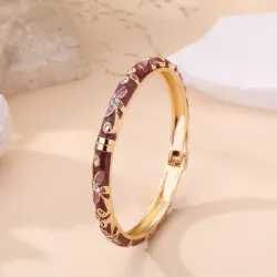 copy of Bracelet jonc doré à motifs colorés et strass
