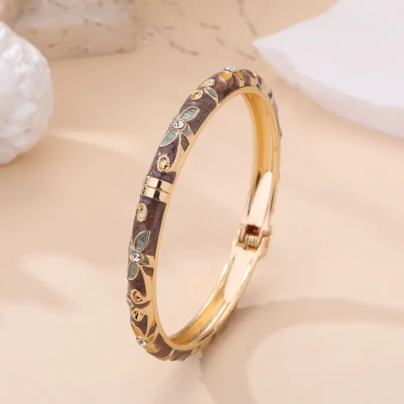 copy of Bracelet jonc doré à motifs colorés et strass