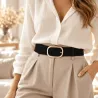 Ceinture femme élastique – Boucle dorée brossée