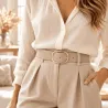 Ceinture femme élastique – Boucle dorée brossée