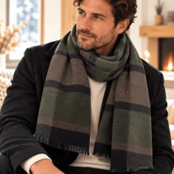 Écharpe homme rayée 180x65 cm – 100 % polyester