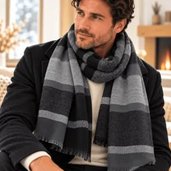 Écharpe homme rayée 180x65 cm – 100 % polyester