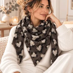 Écharpe triangle femme léopard – Viscose & laine