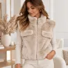 Gilet court sans manches en fausse fourrure