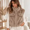 Gilet court sans manches en fausse fourrure
