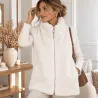 Gilet long sans manches en fausse fourrure