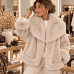Veste réversible effet cuir et fausse fourrure