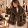 Veste réversible effet cuir et fausse fourrure