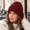 Bonnet femme cœur en maille laine et acrylique – Taille unique