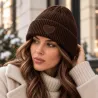 Bonnet femme cœur en maille laine et acrylique – Taille unique