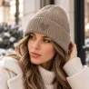 Bonnet femme cœur en maille laine et acrylique – Taille unique