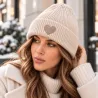 Bonnet femme cœur en maille laine et acrylique – Taille unique