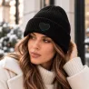 Bonnet en maille avec cœur – 80 % acrylique, 20 % laine