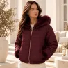 Veste à capuche réversible doudoune & fausse fourrure