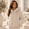 Veste à capuche réversible doudoune & fausse fourrure
