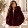 Veste à capuche réversible doudoune & fausse fourrure