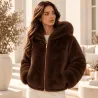 Veste à capuche réversible doudoune & fausse fourrure