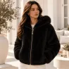 Veste à capuche réversible doudoune & fausse fourrure