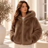 Veste à capuche réversible doudoune & fausse fourrure
