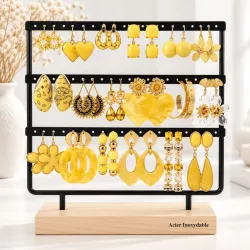 Pack de 18 boucles d'oreilles acier - JAUNE