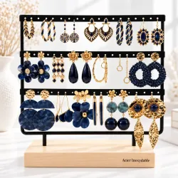 Pack de 18 Paires de Boucles d'Oreilles Marine en Acier Inoxydable sur Présentoir