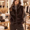 Veste sans manches réversible effet cuir & fausse fourrure