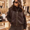 Veste sans manches réversible effet cuir & fausse fourrure