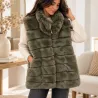 Gilet long tendance sans manches fausse fourrure