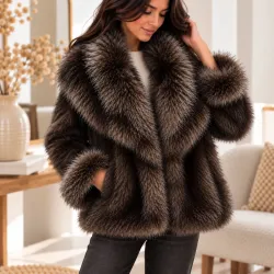 Veste réversible effet cuir & fausse fourrure