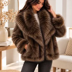 Veste réversible effet cuir & fausse fourrure