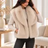 Veste sans manches réversible effet cuir & fausse fourrure