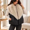 Veste sans manches réversible effet cuir & fausse fourrure