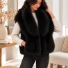 Veste sans manches réversible effet cuir & fausse fourrure