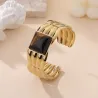 Bracelet jonc doré acier inoxydable cabochon