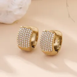 Petites créoles dorées acier inoxydable avec strass