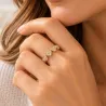 Bague dorée à petits cœurs ornés de strass