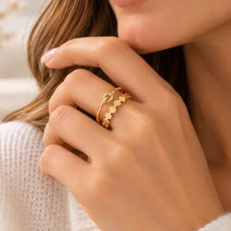 Bague dorée double rang
